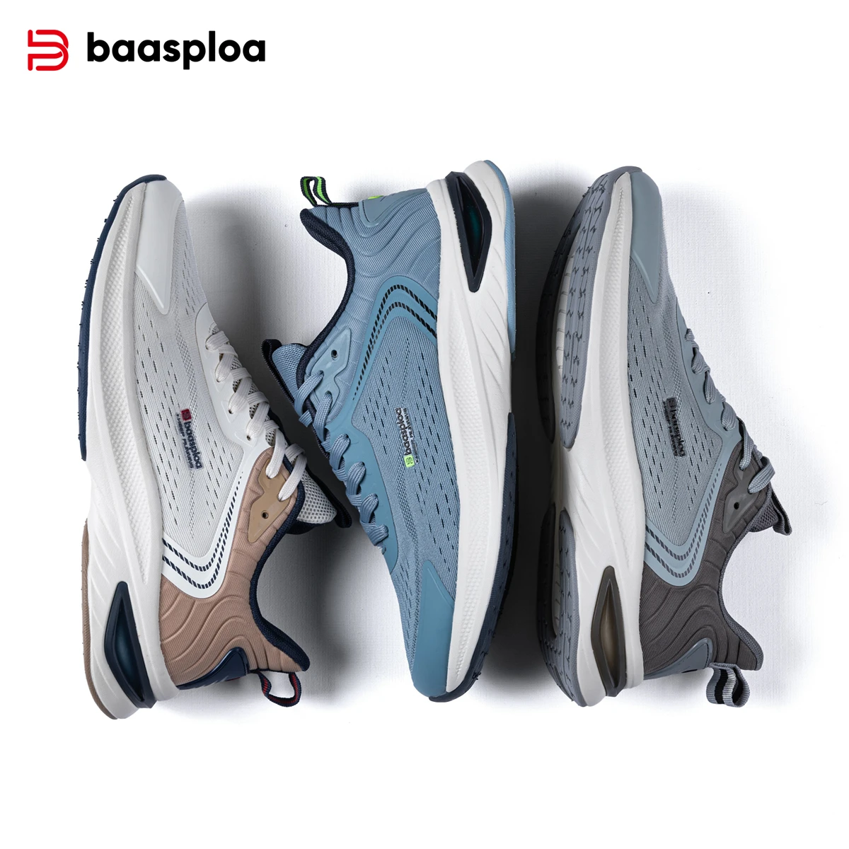 Baasploa-Chaussures de course respirantes coordonnantes pour hommes, baskets décontractées légères, chaussures de sport à la mode, marque,