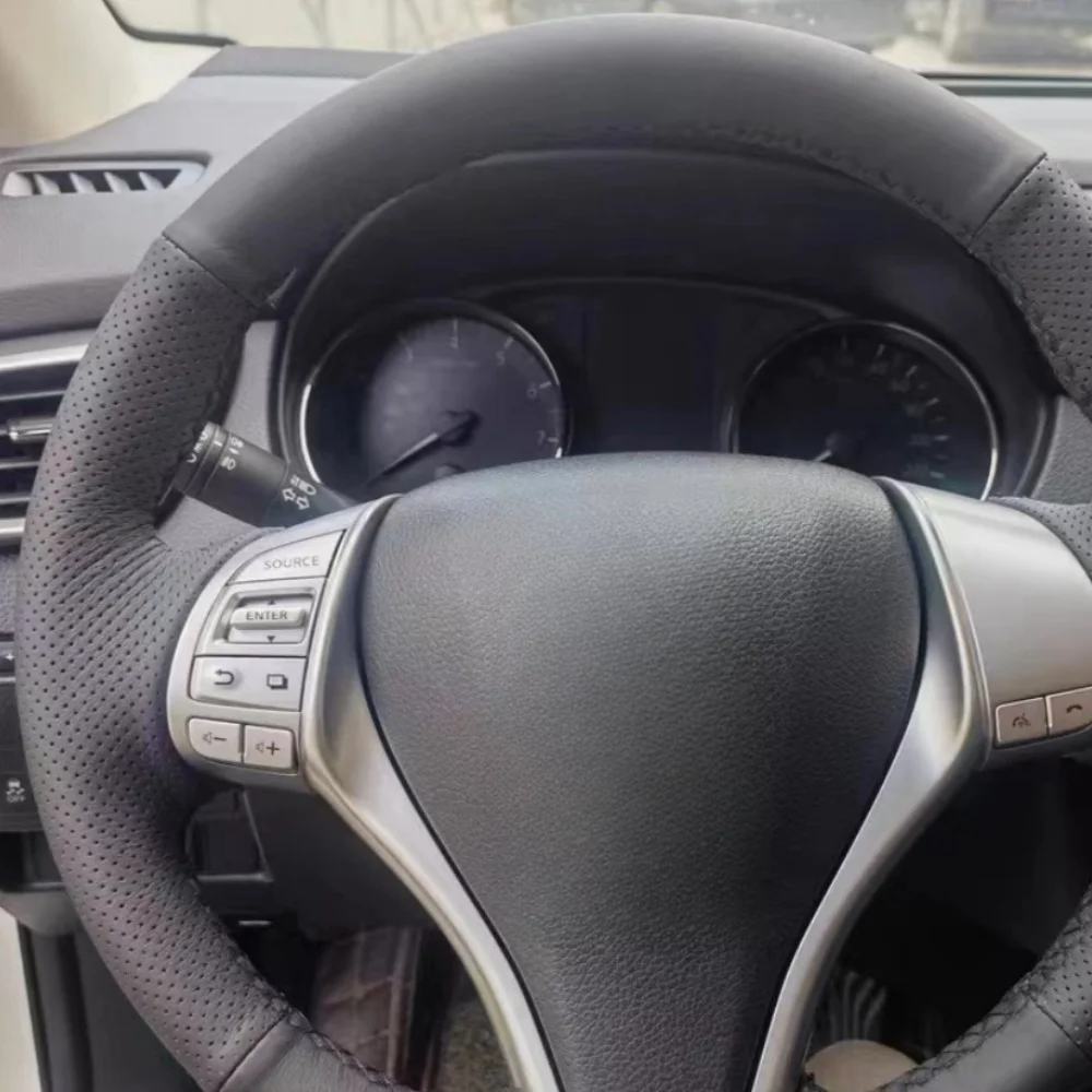 Customized Car Steering Wheel Hand Sewing Microfiber Leather For Nissan Teana Altima 2013 2014 2015 2016 X-Trail QASHQAI Rogue