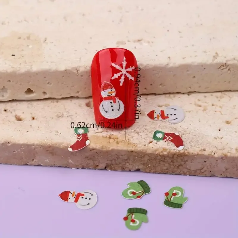 200 Stuks Kerst Nep Nagelstickers Houtpulp Chips Vlinder Reliëf Nagelstickers Accessoires Nail Art Decoraties