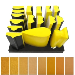 56PCS Hand Sanding Block Set- 16 PCS Contoured Profile Sander Block + 40 Sheet Sandpaper Kit for Woodworking Auto Paint Crafts