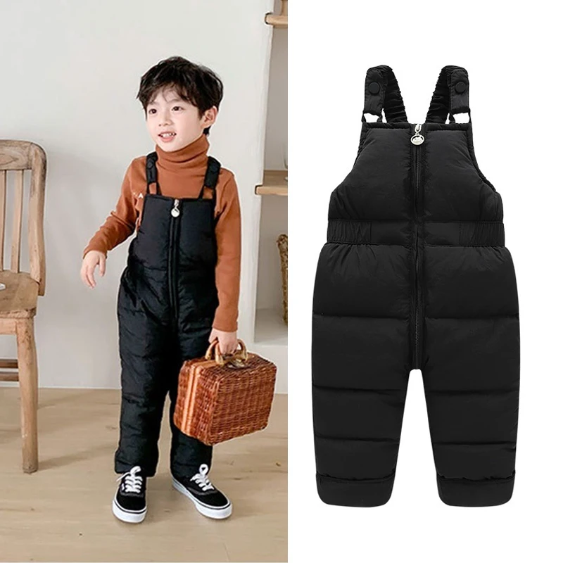 Winter Jumpsuit For Children Boys Overalls Cotton Thick Warm Girls Pants Kids Ski Down Cotton Overalls Clothes 1-5 Years