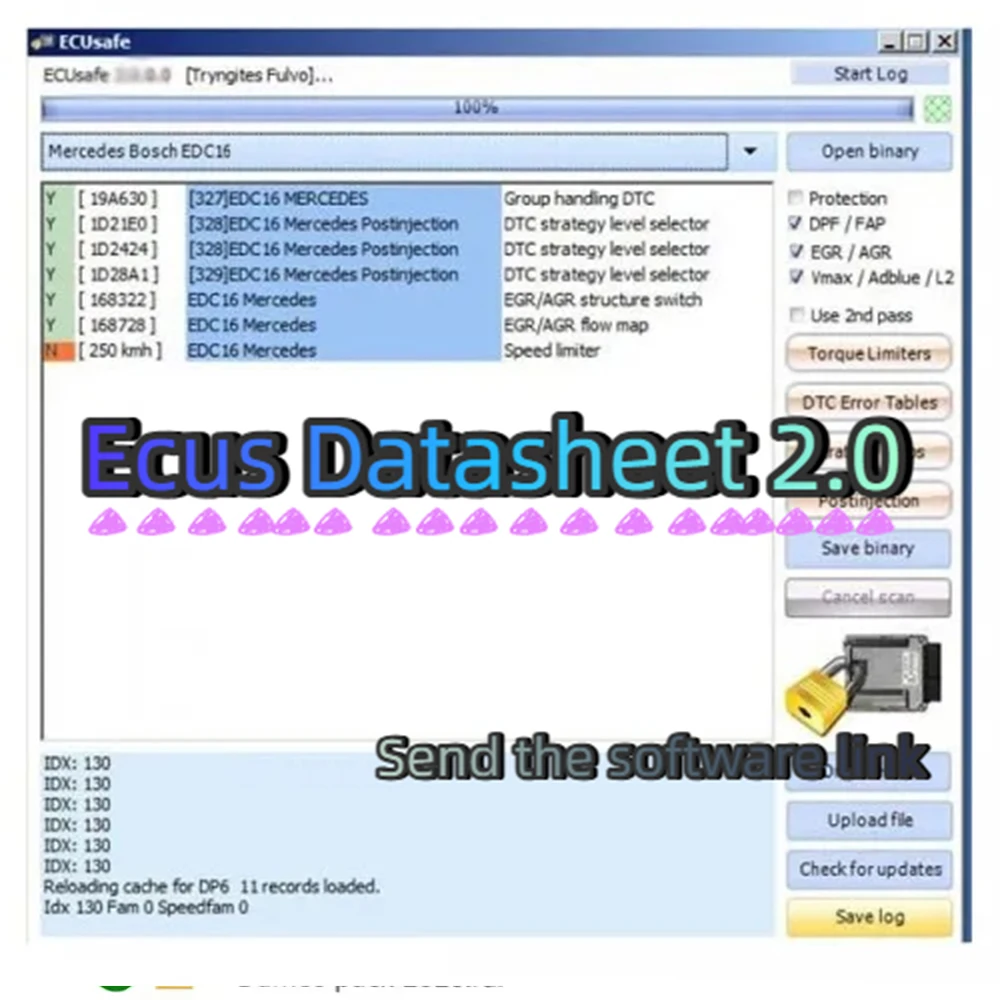 

Software de reparación de ECU Ecus Datasheet 2.0 Esquema de PCB con componentes electrónicos de ECU y información adicional para