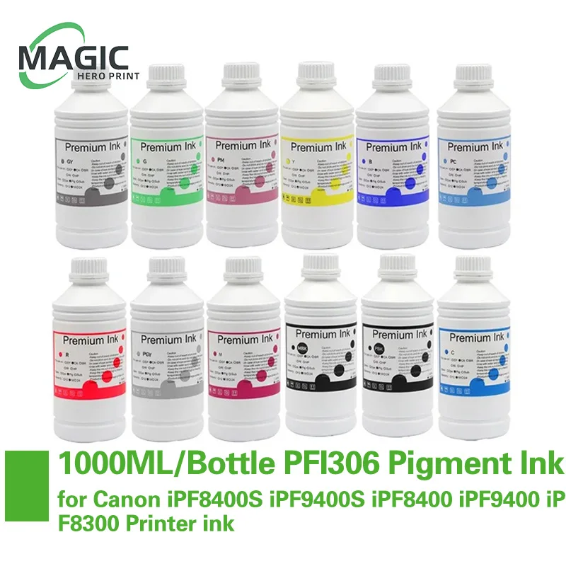 1000ML/Bottle PFI306 PFI-306 PFI 306 Pigment Ink Compatible for Canon iPF8400S iPF9400S iPF8400 iPF9400 iPF8300 Printer ink