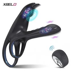 Wireless Vibrating Cock Ring Penis Delay Ejaculation With Double Remote Control Cockring Adults Goods Sexy Toys for Men Couple