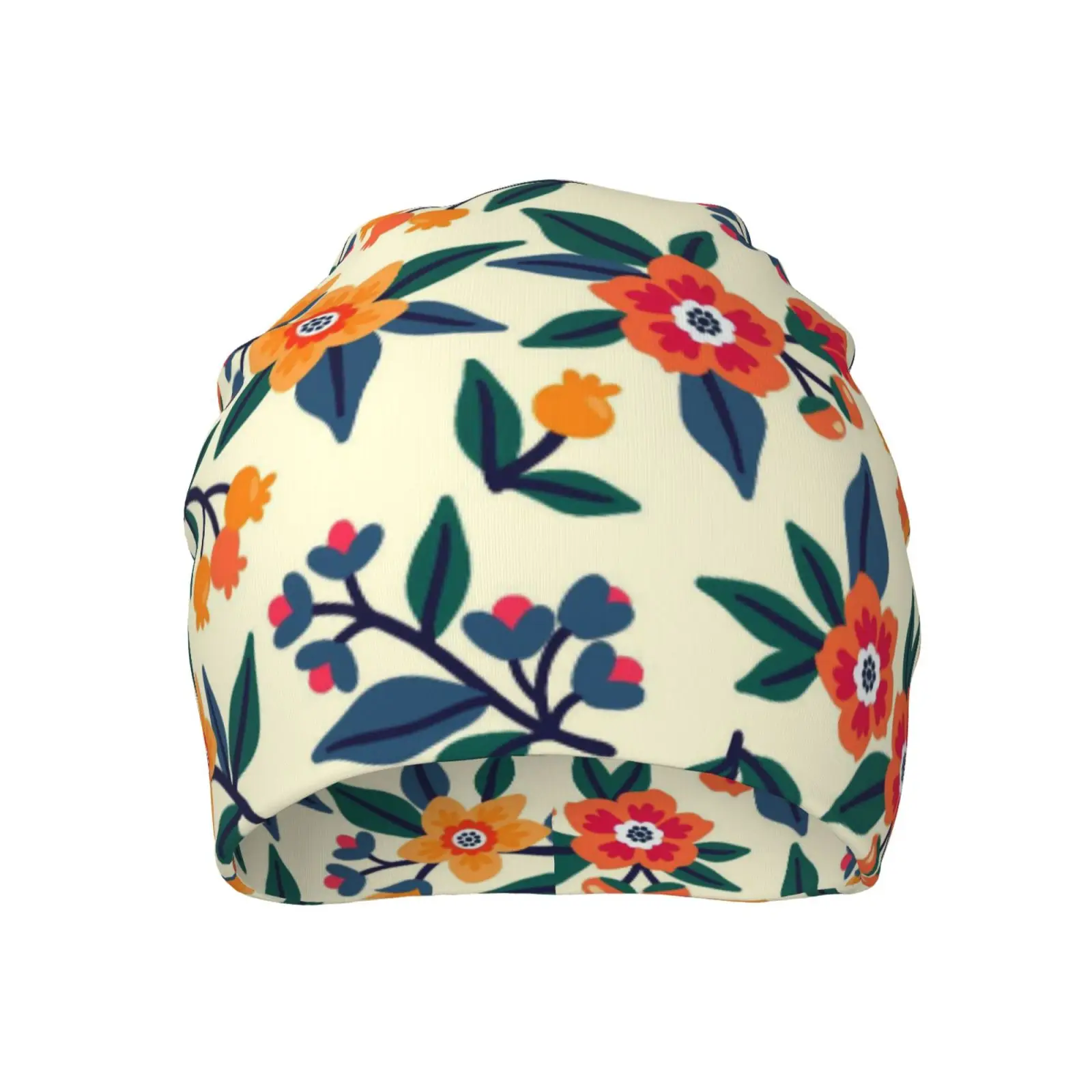 Floral Print Pattern Knitted Hat Retro Street Hip-hop Universal Skin Friendly Comfortable Warm Winter Hat Outdoor Casual Gift