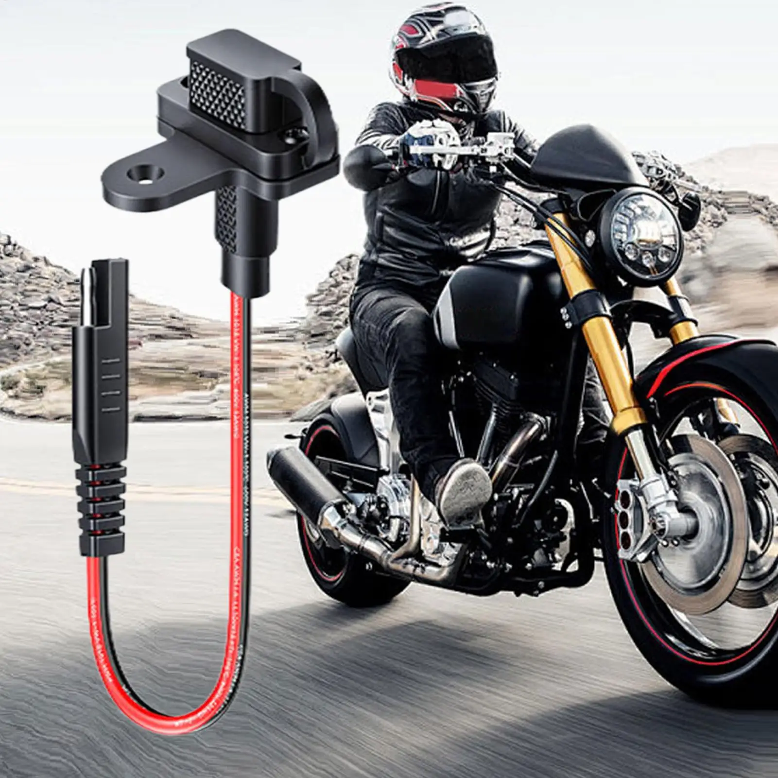 Motorcycle Battery Charger Bracket Copper Wire Waterproof with Screws Motorcycle Battery Charger Bracket Port Mount
