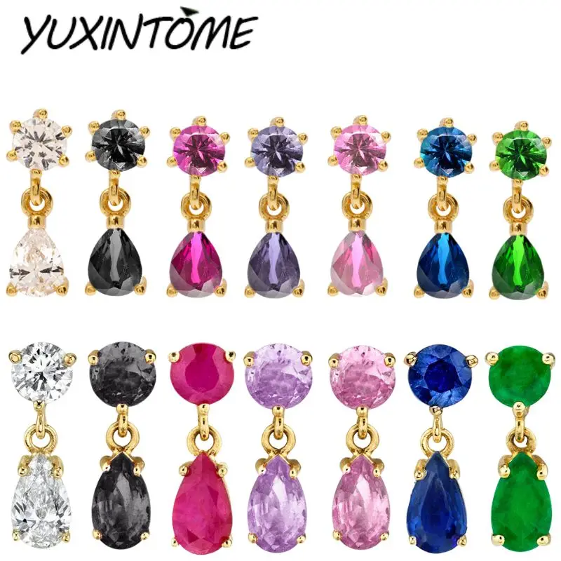 

925 Sterling Silver Ear Needle Light Luxury Fashionable Colorful Water Drop Zircon Earrings Pendant Gorgeous Wedding Jewelry