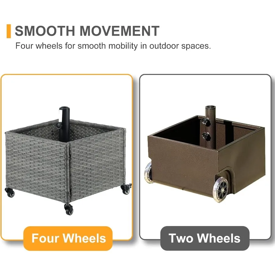 Schirmständer, Außensockel mit 4 Rädern, robuster Terrassenschirm-Übertopf für Garten, Hinterhof, Deck, Pool, langlebig