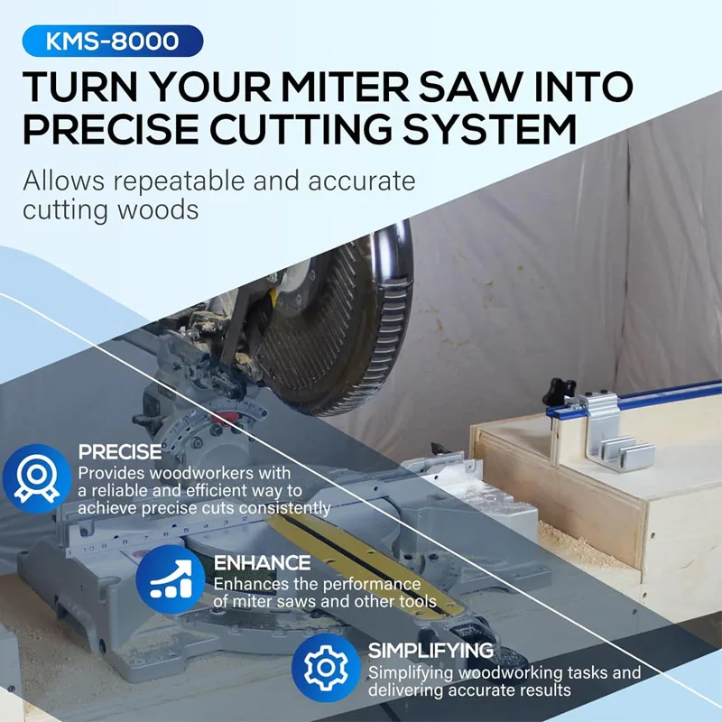 KMS8000 Precision Track and Stops Kit Measuring Tools Work with Miter Saw For Precise and Repeatable Cutting Woods