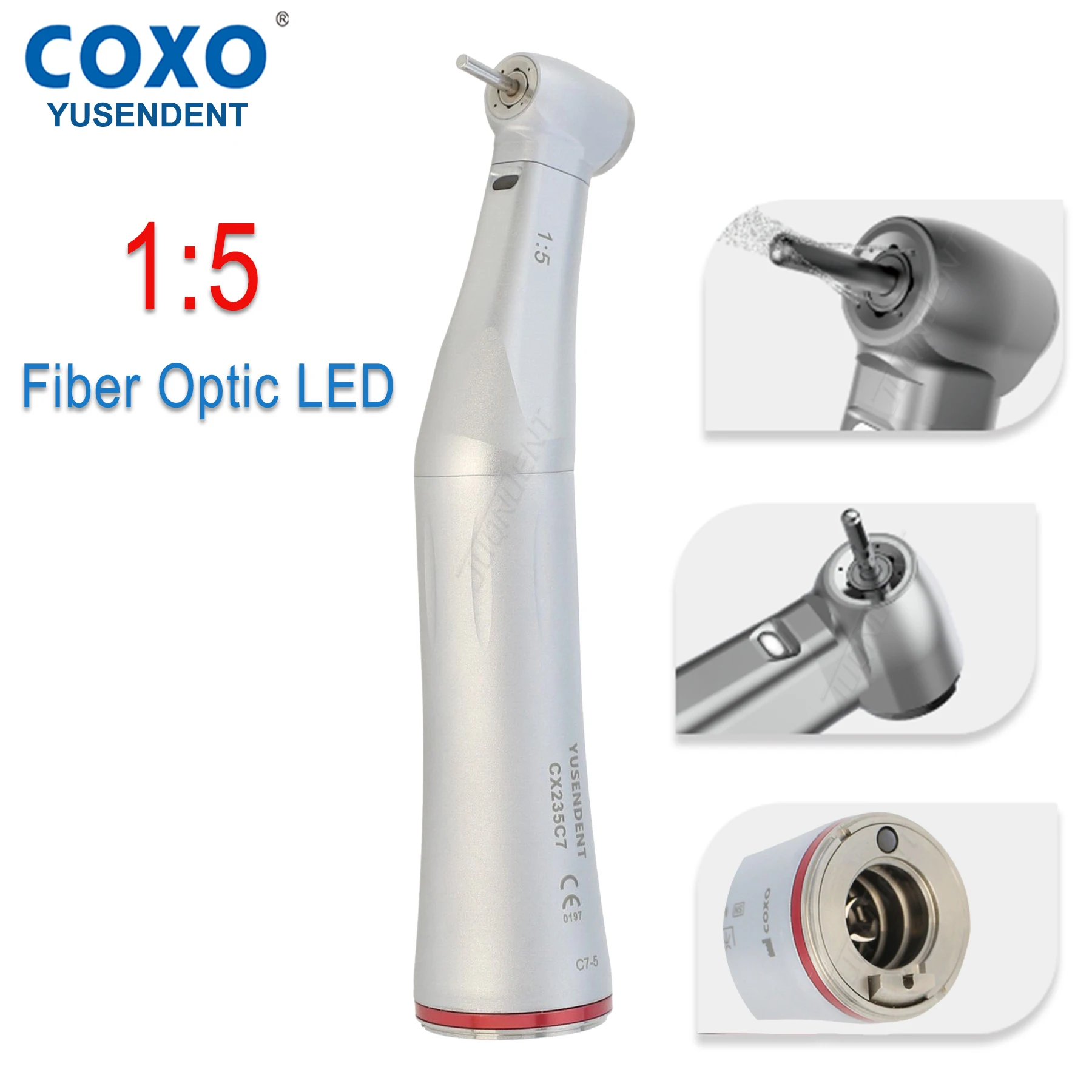 COXO Dental Low Speed Handstücke Fiber Optic LED 1:5 Geschwindigkeit Erhöhen Ration Contra Winkel Handstück Zahnmedizin Werkzeuge CX235 C7-5