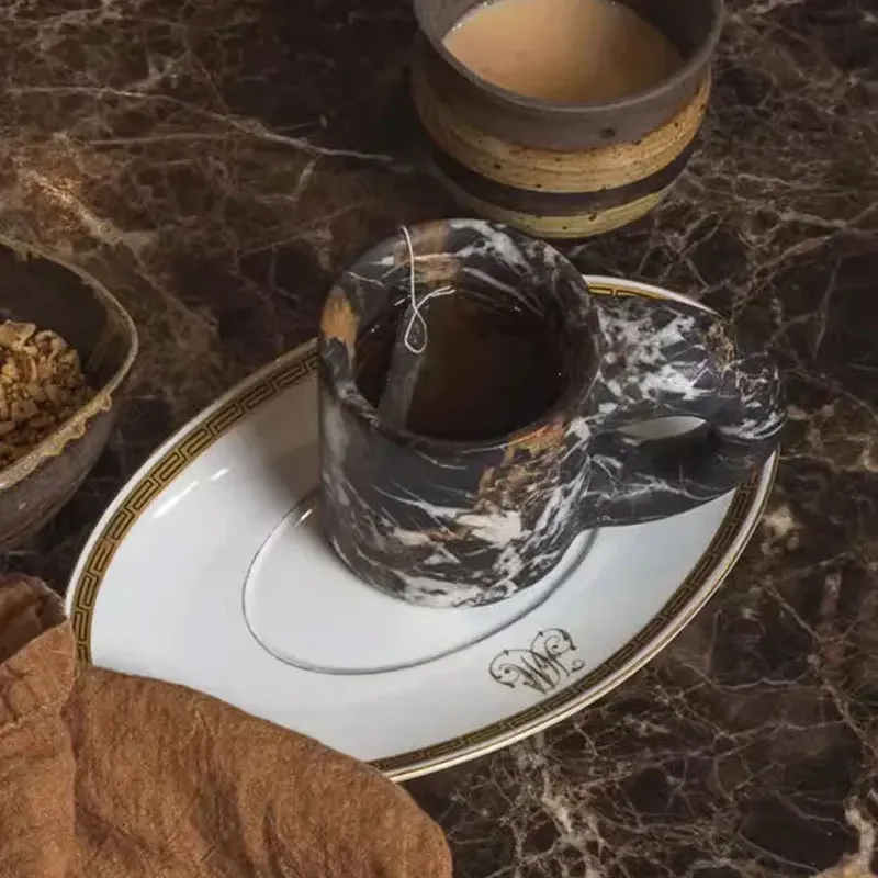 كوب من الرخام الطبيعي نموذج غرفة القهوة كوب سطح المكتب زخرفة فنجان الشاي الزخرفية