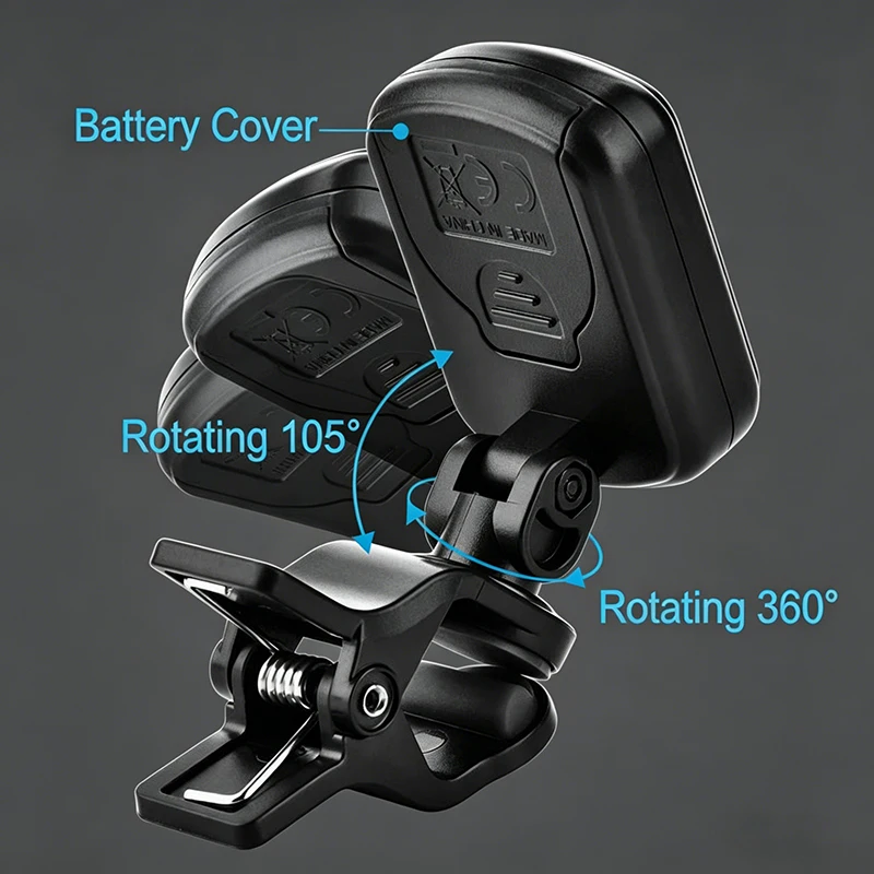 AROMA AT-01A Guitar Tuner Clip-On Tuner, High Sensitivity 360° Rotate, 5 Tuning Modes, Multifunctional Pitch Corrector