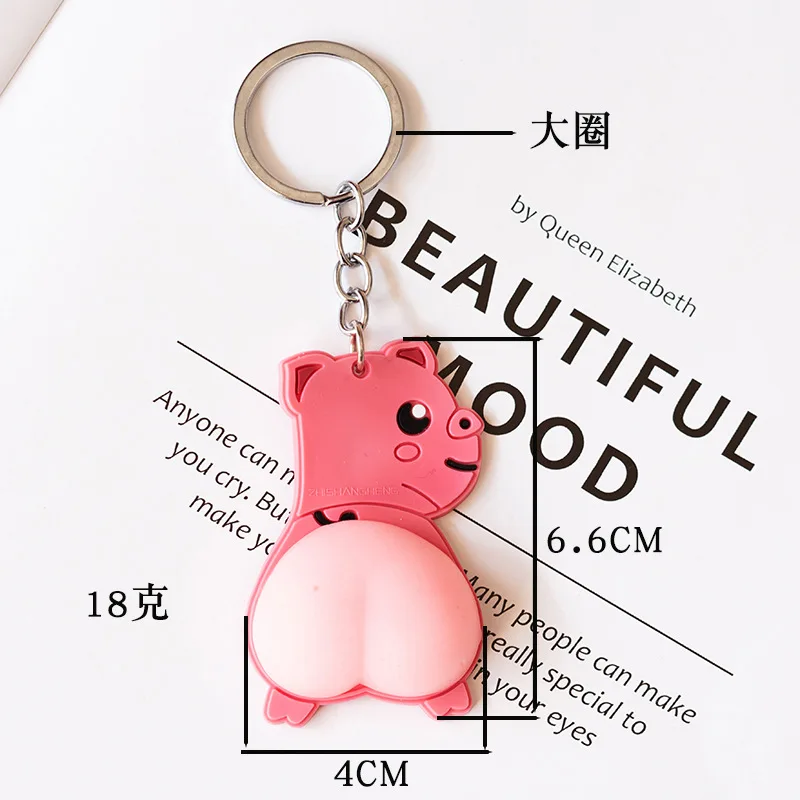 Honey Peach Cartoon Fidget Toy Keychain Pendant Anti-Anxiety Stress Relief Hand Toys for Kids Adults Gifts Keyring Key Chains