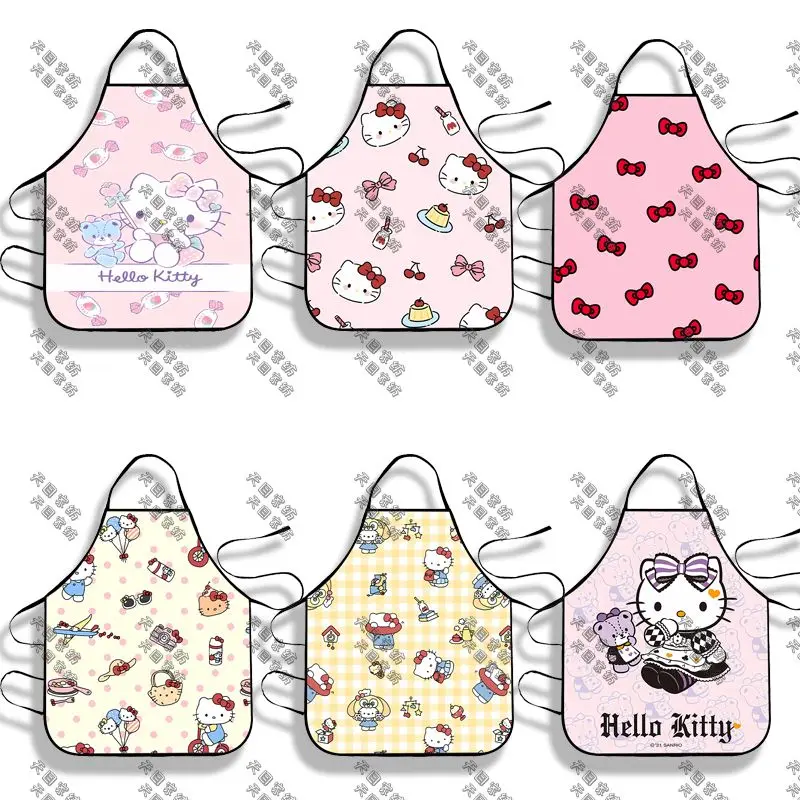 

Sanrio Kawaii Hello Kitty Cat Apron Anime Women Mens Unisex Bib Cartoon Cooking Kitchen Table Gourmet Chef Drawing Gift