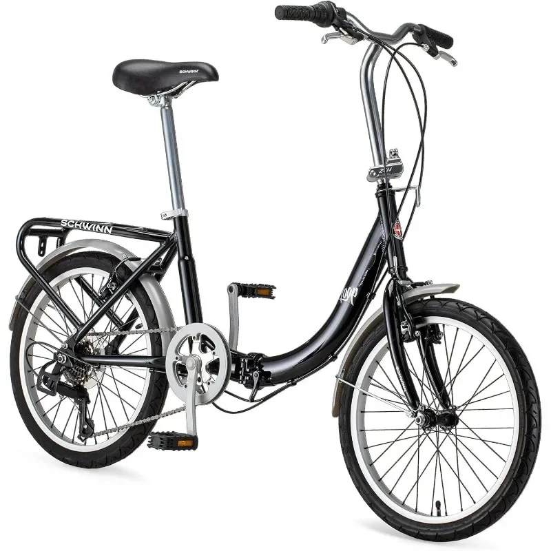 

Folding Bike for Adult Men Women, 20-inch Wheels, 7-Speed Drivetrain, Rear Cargo Rack, Carrying Bag Included for Storage