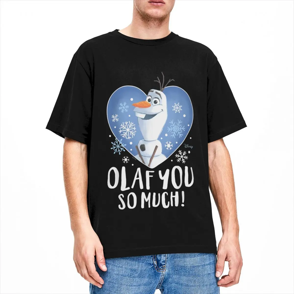 Frozen 2 T-Shirt Man Olaf You So Much Valentine\'s Day Streetwear 100 Cotton T Shirts Summer Breathable Hipster Tees