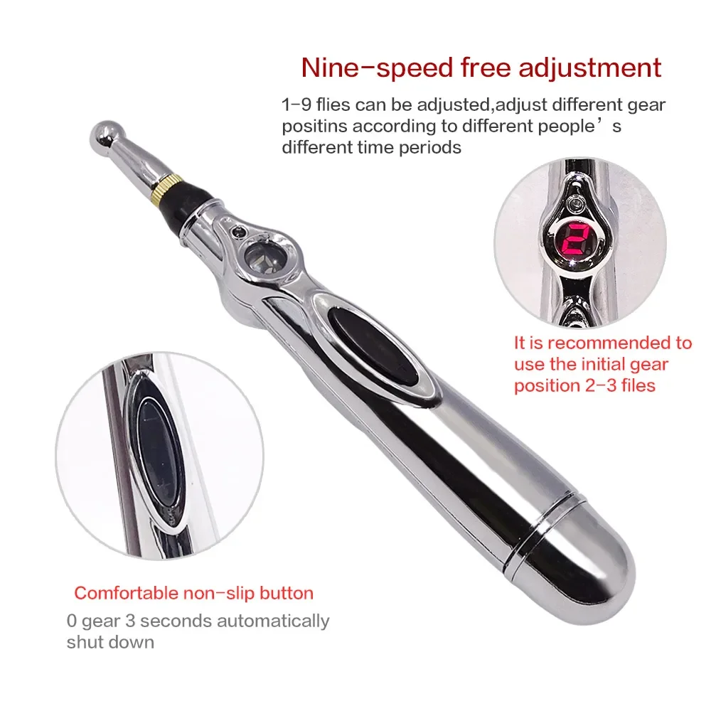 3 IN 1 Electronic Acupuncture Pen Laser Point EMS Meridian Energy Massage Pen Microcurrent Pulse Massager Muscle Massager Stick