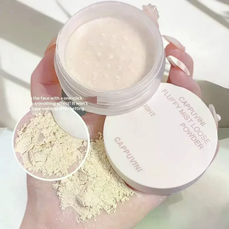 Zestaw do makijażu Velvet Mist, pudrowy, delikatny i nieklejący się pudr w mgiełce, matujący, utrwalający makijaż, przezroczysty pudr miodowy utrwalający makijaż.