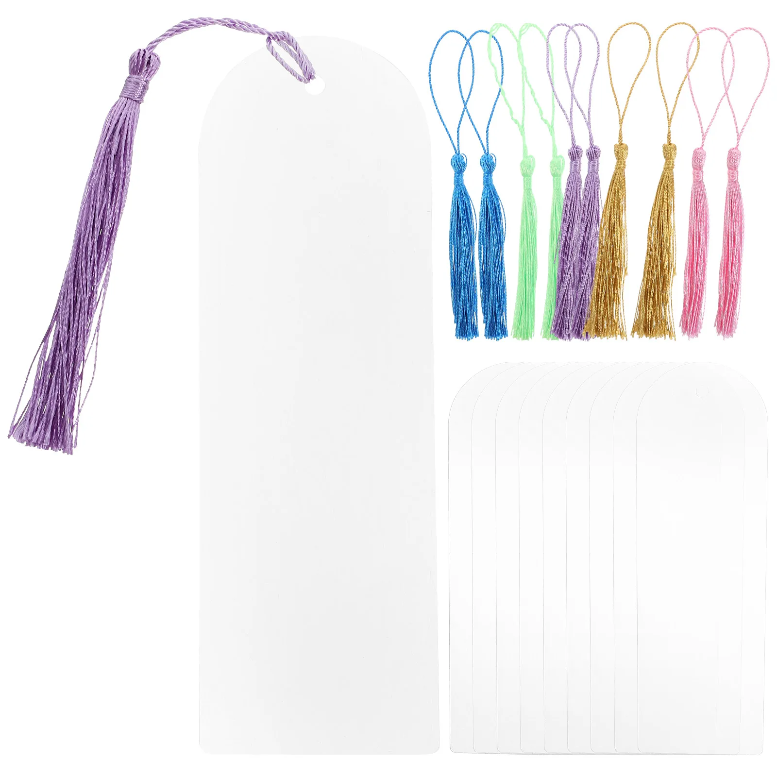 

1 set Acrylic Bookmarks Blank Clear DIY Craft Supplies Half Round Shape Tassel Decor Page Marker Creative Gift Idea