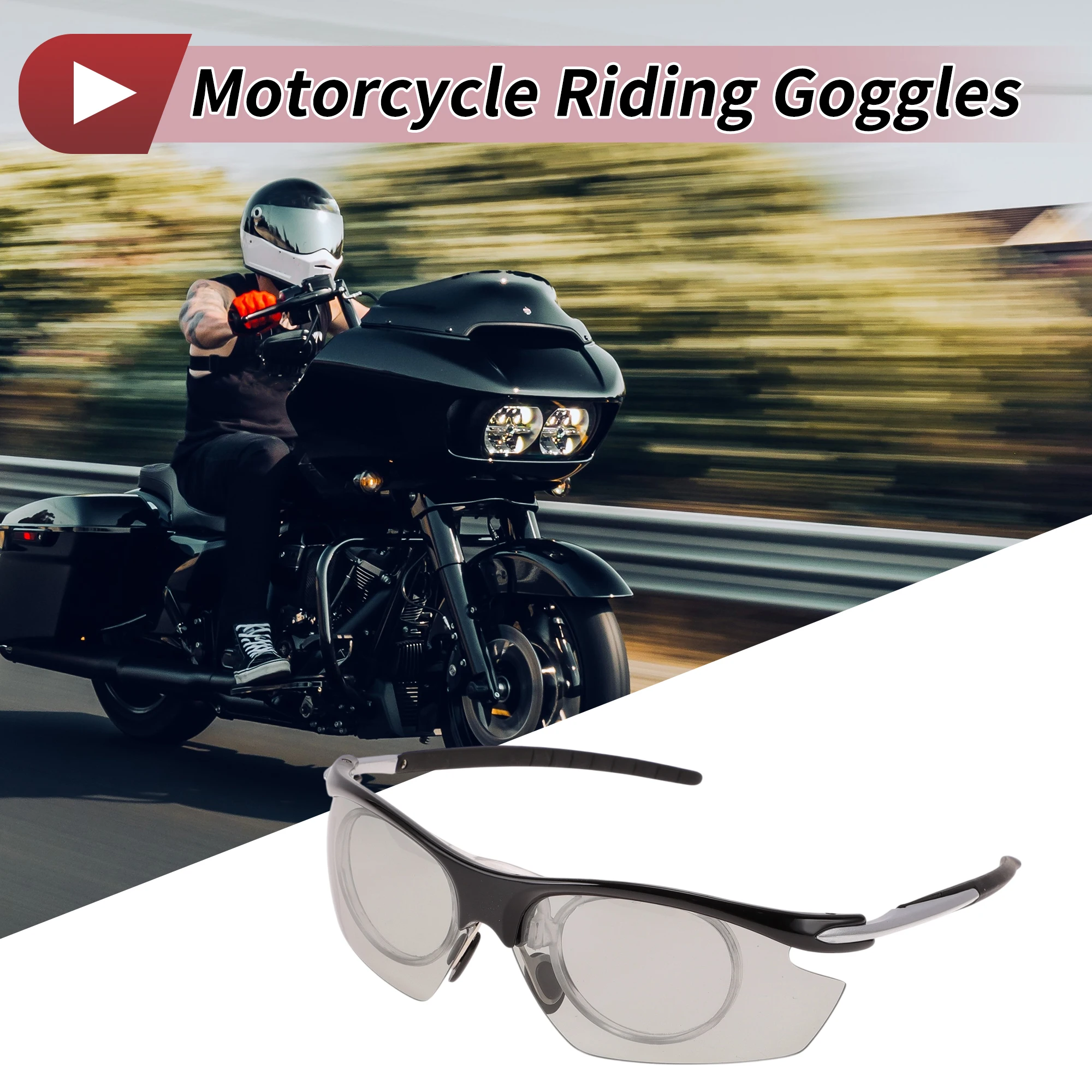 X Autohaux Óculos de equitação para motocicleta Tri-acetel Celulose PC UV400 Óculos de ciclismo Lente cinza claro Moldura cinza preto