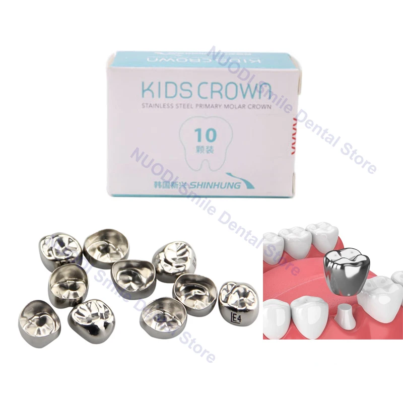 

10PCS Stainless Steel Dental Kids Crown 1st 2nd Molar Preformed Teeth Crowns Dental Orthodontic Temporary Crown Supply Clinic