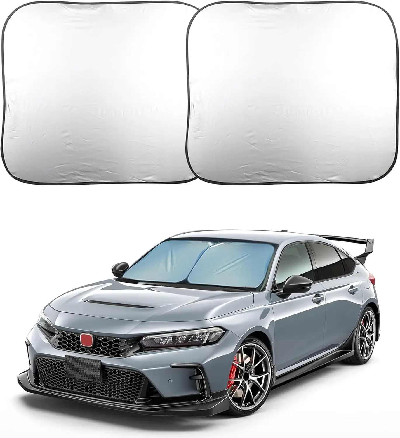 

Foldable Car Sun Shade for Windshield, 240T Polyester UV Protection, 29x23.5 inch Universal Fit for Small Vehicles