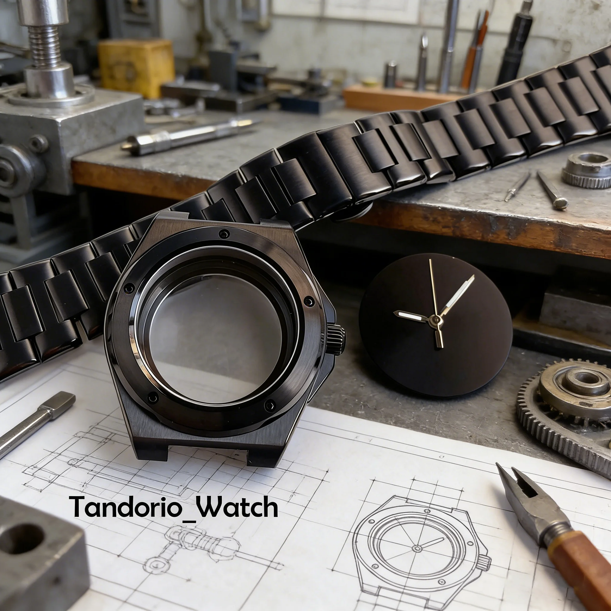 

Tandorio 40mm Engineer Style Watch Case Fit NH35 NH36 ETA2824 PT5000 Automatic Mechanical Watch Sapphire Glass Full Black dial
