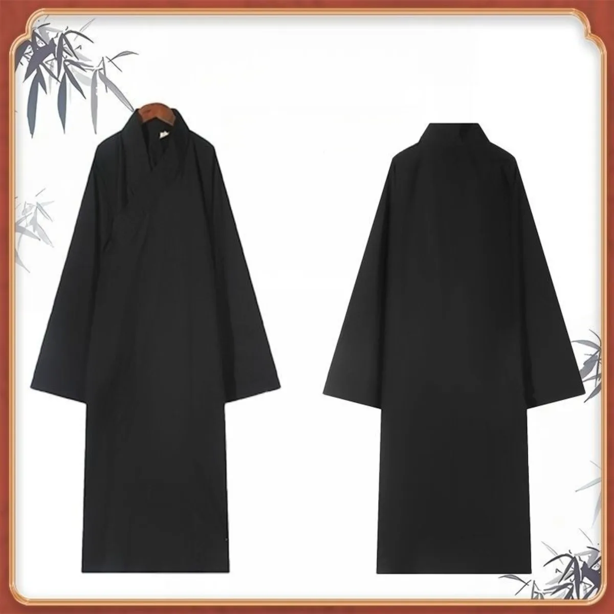 Taoist Practice Robe Set Diagonal Collar Design San Qing Taoist Robe Tai Chi Long Gown Navy Blue Taoist Supplies