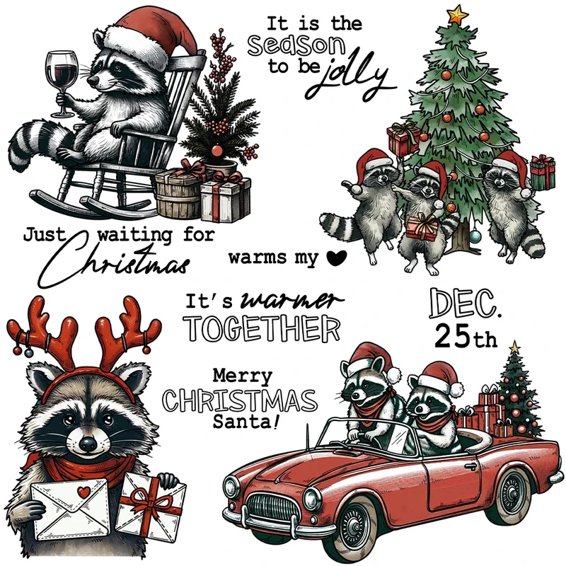

Merry Christmas Tree & Raccoon Cutting Dies Clear Stamp DIY Scrapbooking Metal Dies Silicone Stamp For Cards Albums