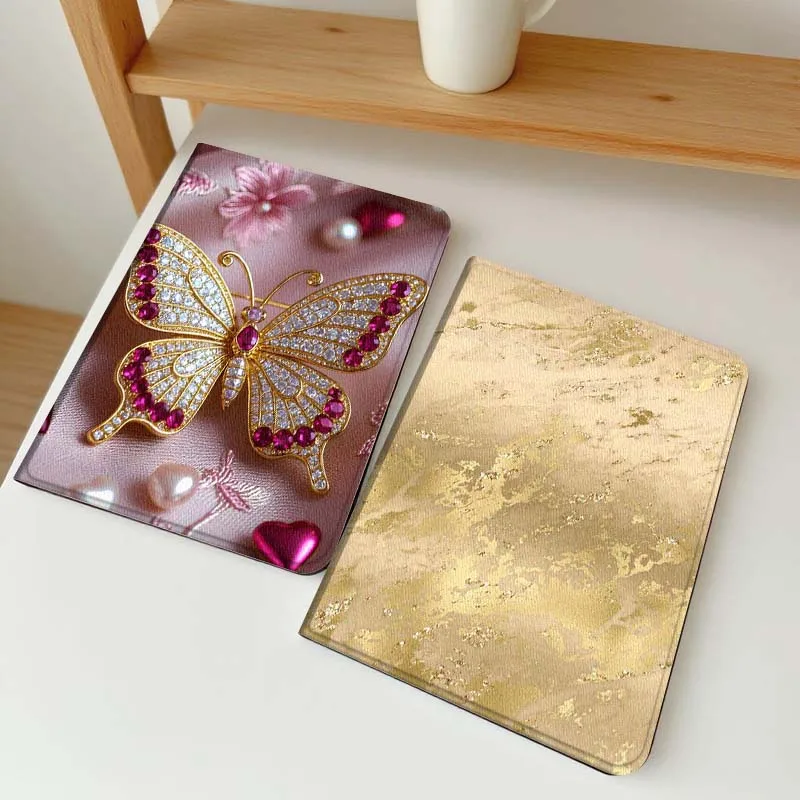 

Butterfly Brooch Ruby Pearl Gift Tablet Case For Apple iPad Air Pro mini 1 2 3 4 5 6 7 8 9 11 M2 M3 M5 M4 5th 6th 7th 10th 11th