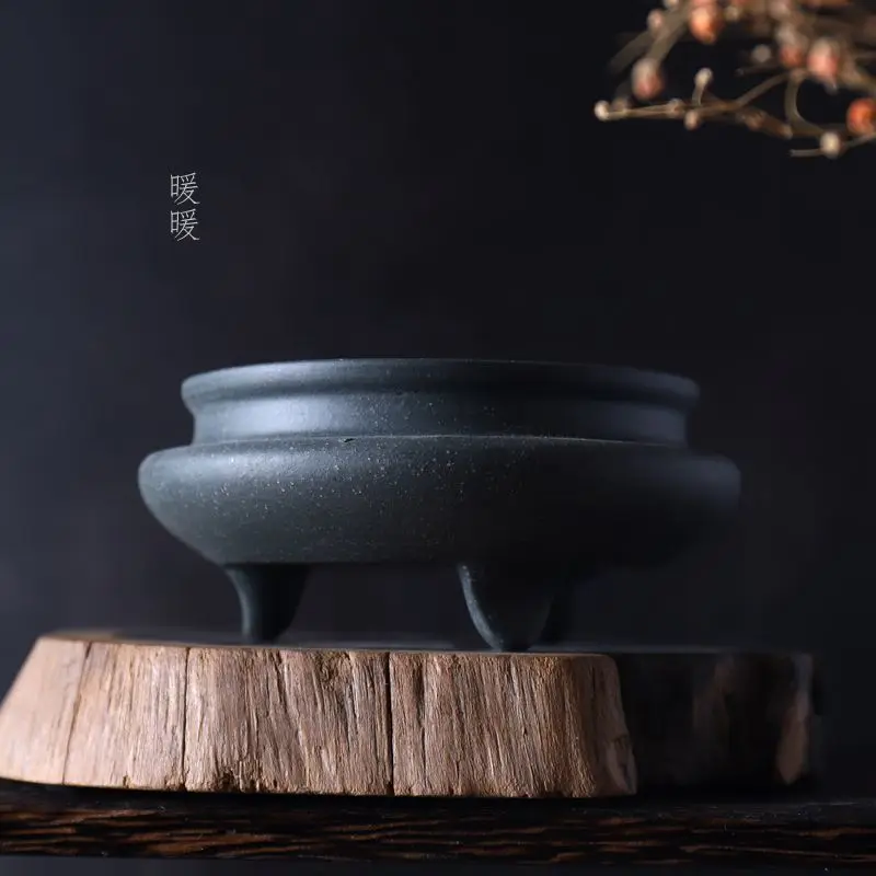 Chinese Shape Ceramic Circle Plate, Flower Bonsai Pot, Green Clay, Purple Sand, Colorful Traditional Garden Decoration