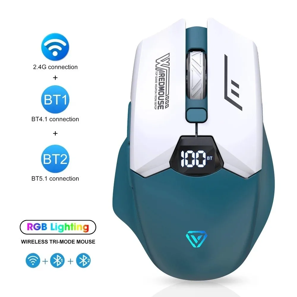 

Dual-Mode Wireless Mouse Silent Rechargeable Bluetooth Mouse Smart LCD Display Portable Tablet Universal Mouse Office Gaming