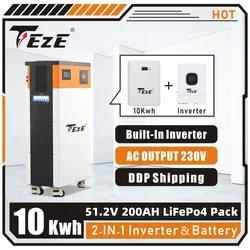 TezePower All in One 51.2V 10Kwh Powerwall LifePo4 Battery 200Ah 51V Built-in Inverter Home Energy Storage Rechargeble Cells