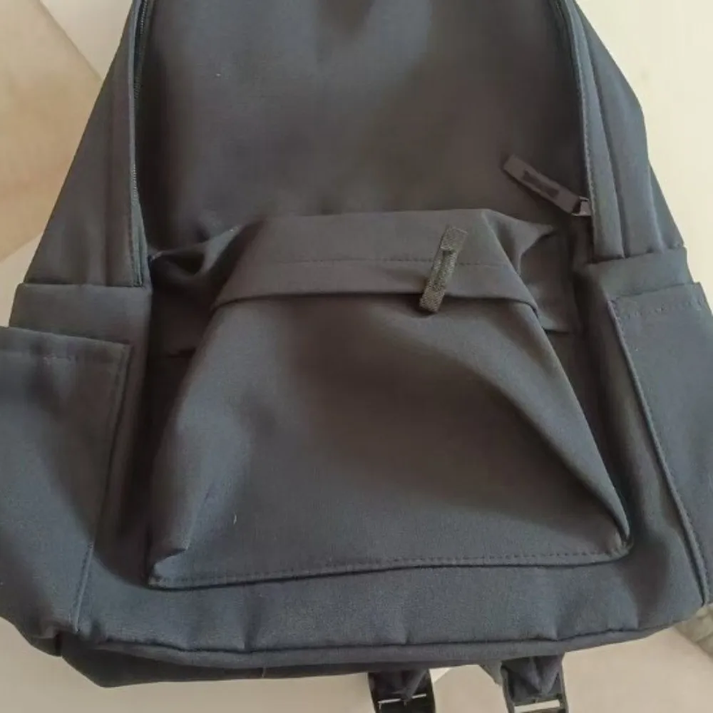 Durable Large Capacity Student Backpack Nylon Casual School Bag Solid Color Adjustable Straps Travel Bag Daily Use