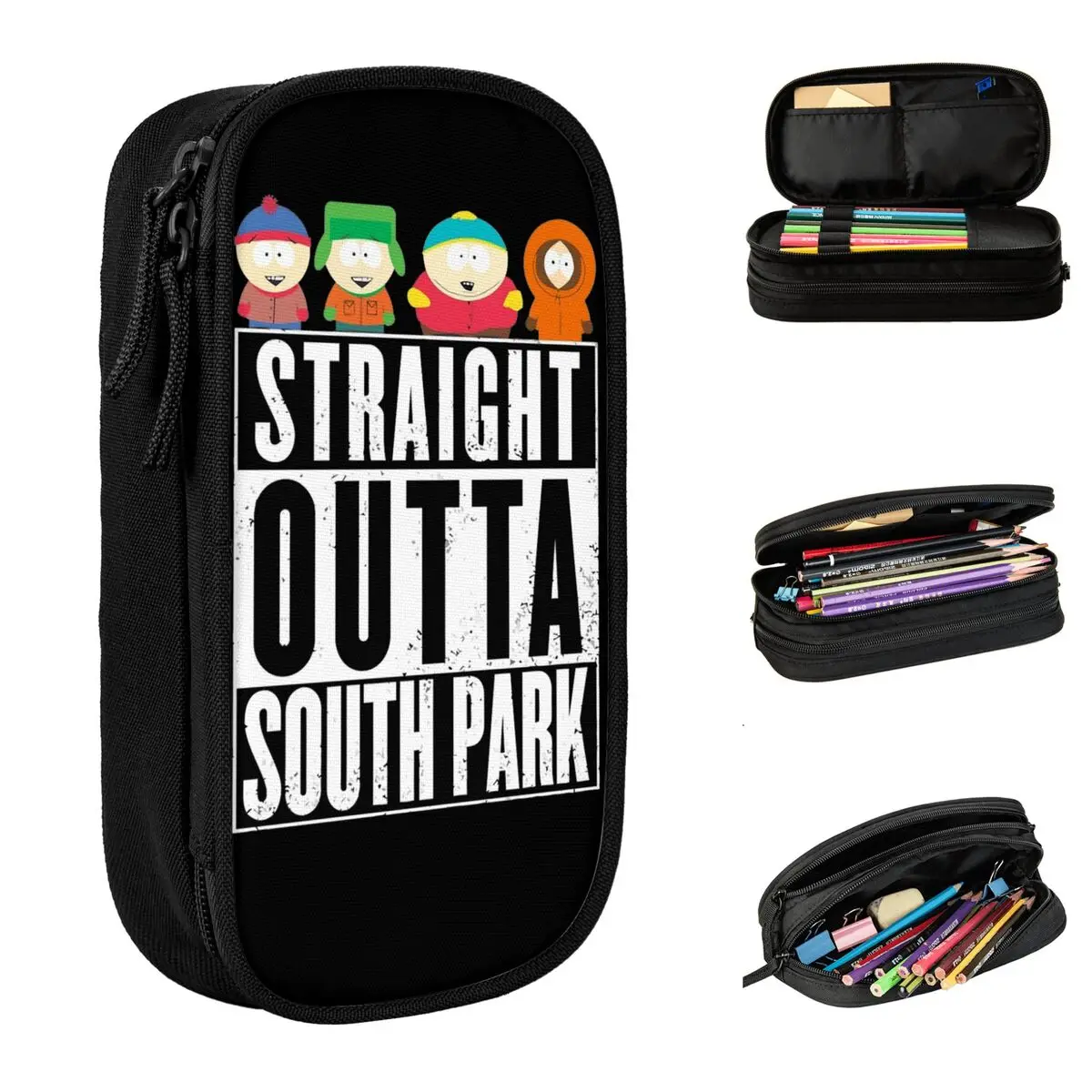 Straight Outta SouthsPark Pencil Cases Cute Pen Bags for Student Large Storage Office Gift Pencilcases