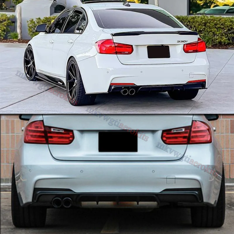 Matte Black Diffuser For BMW 3 Series F30 F31 2012 2013 2014 2015 2016-2018 Rear Diffuser Rear Bumper Lip 320i 325i 328i 335i