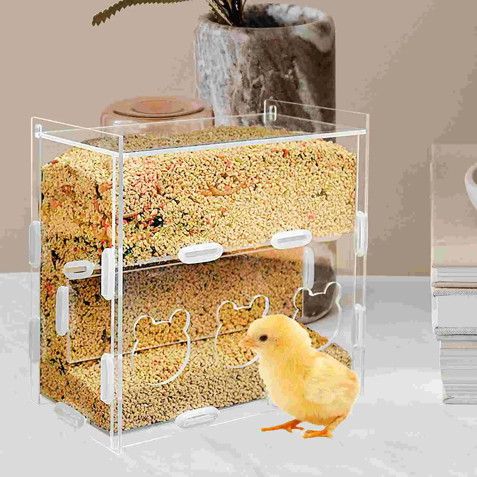 Pet Bird Feeders Automatic Multi-use Poultry Parrot 15x15cm Rutin Chicken Feeding Bowl Grains Case Transparent Food Tool