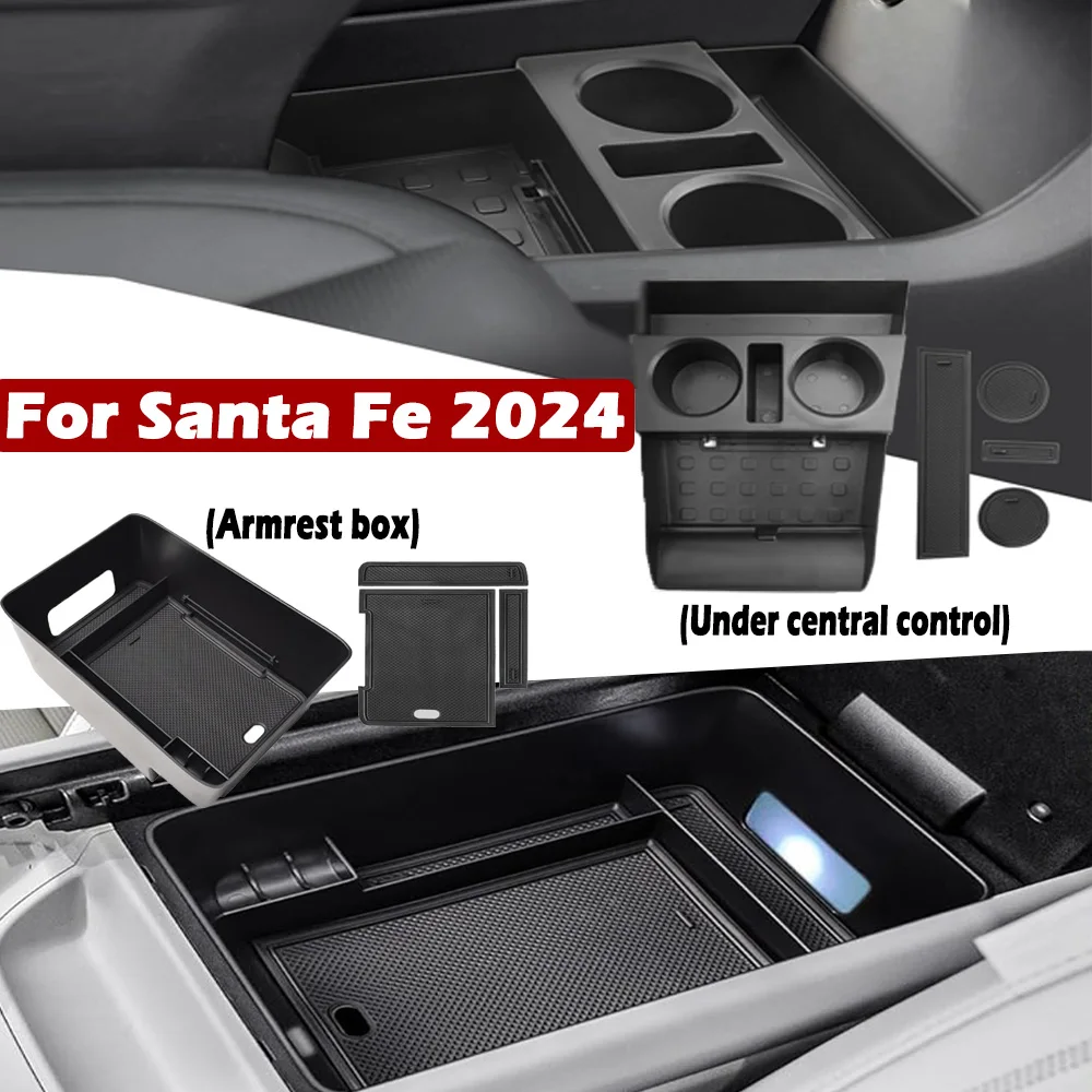 

Center Console Organizer for Hyundai Santa Fe 2024,Armrest Storage Box and Lower Center Console Tray Interior Accessories