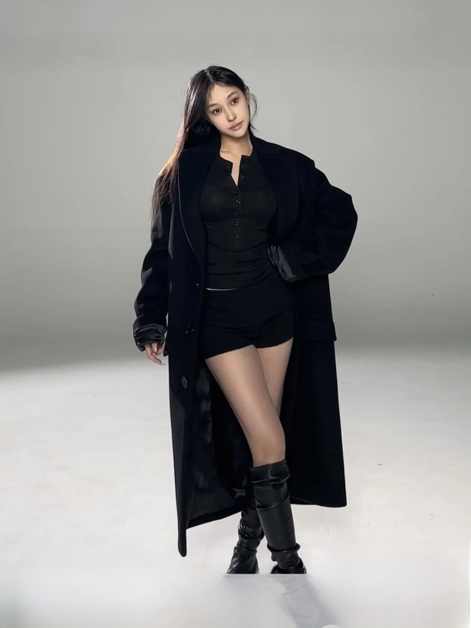 

Angelaewang Bla Long Woolen Coat Women's Heavy Industry High ade Coat Ele Ladylike Outerwear Winter 2024