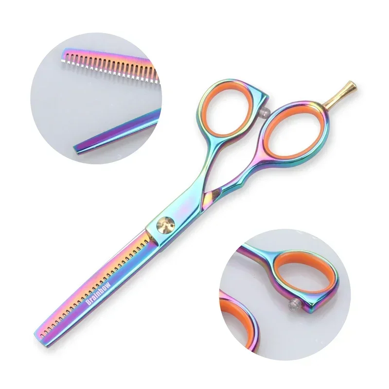 2pcs/Set 5.5'Multi-color Hair Scissors Right-hand Cutting Thinning Hairdressing Scissors Pro Salon Hair Styling Tools