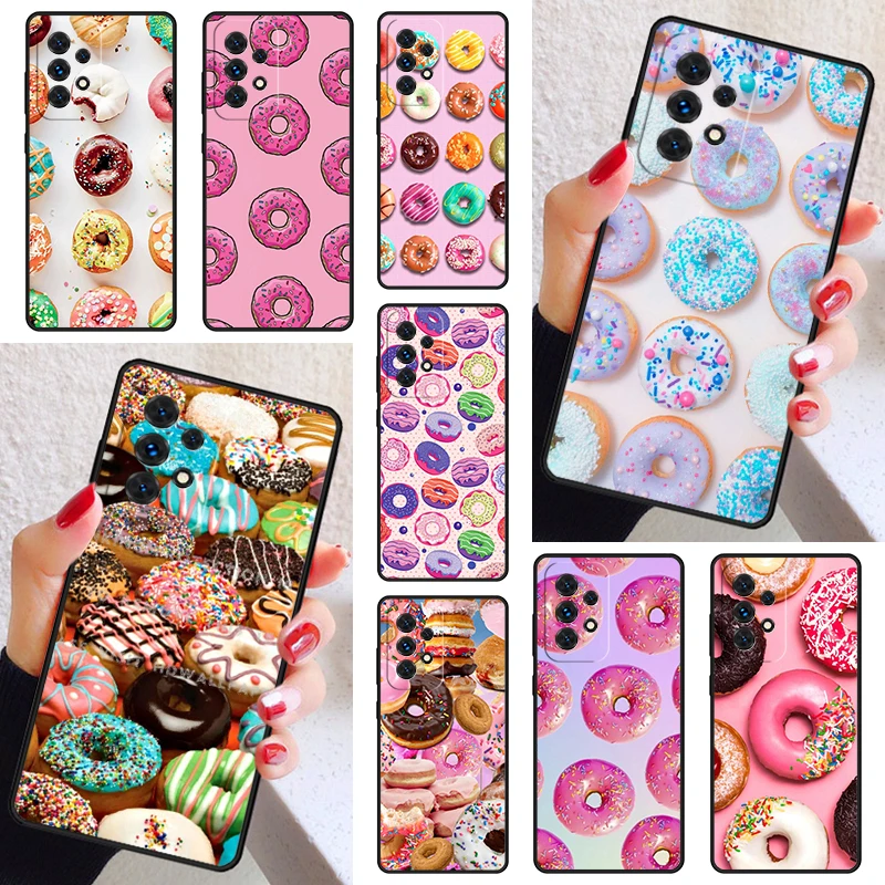 Candy Creamy Pink Donut Phone Case For Samsung Galaxy A52 A72 A73 A20e A21S A50 A70 A11 A12 A42 A31 A40 A51 A71 A32 A80 A91