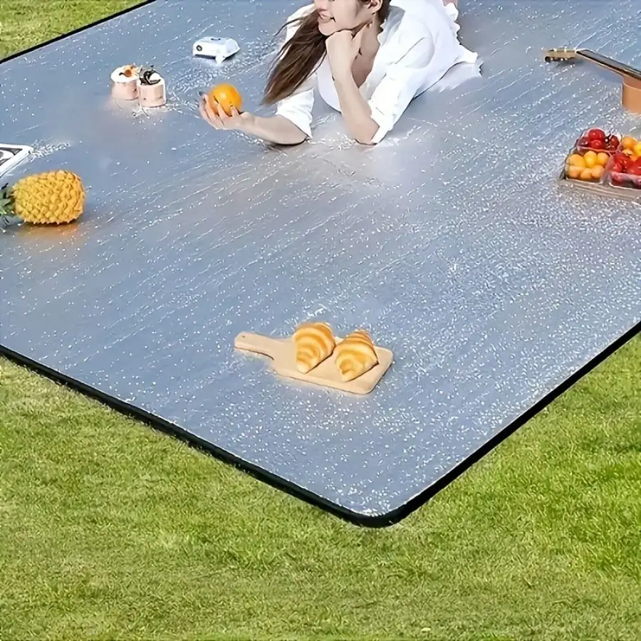 

Всесезонный увеличенный коврик для кемпинга на 4 человек - прочная ткань из алюминиевой фольги и EPE, двусторонняя влагонепроницаемая изоляция, портативный