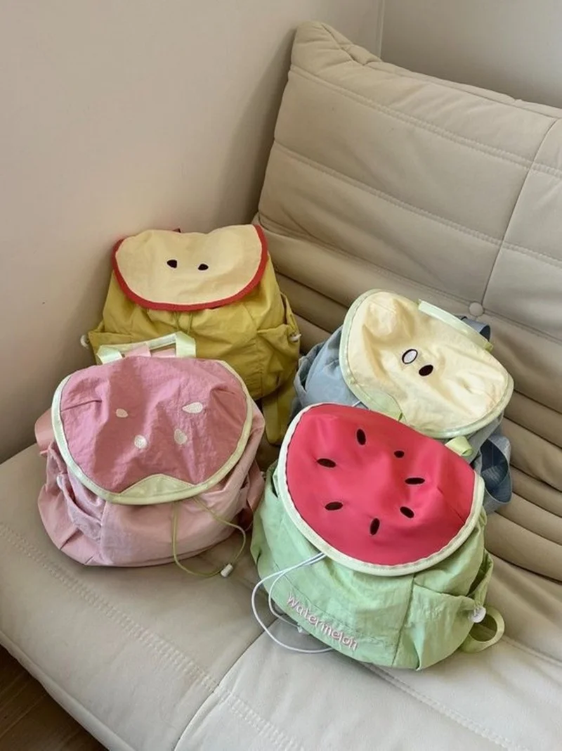 Small niche design backpack, fruit college style girl's personality, simple and large capacity student backpack