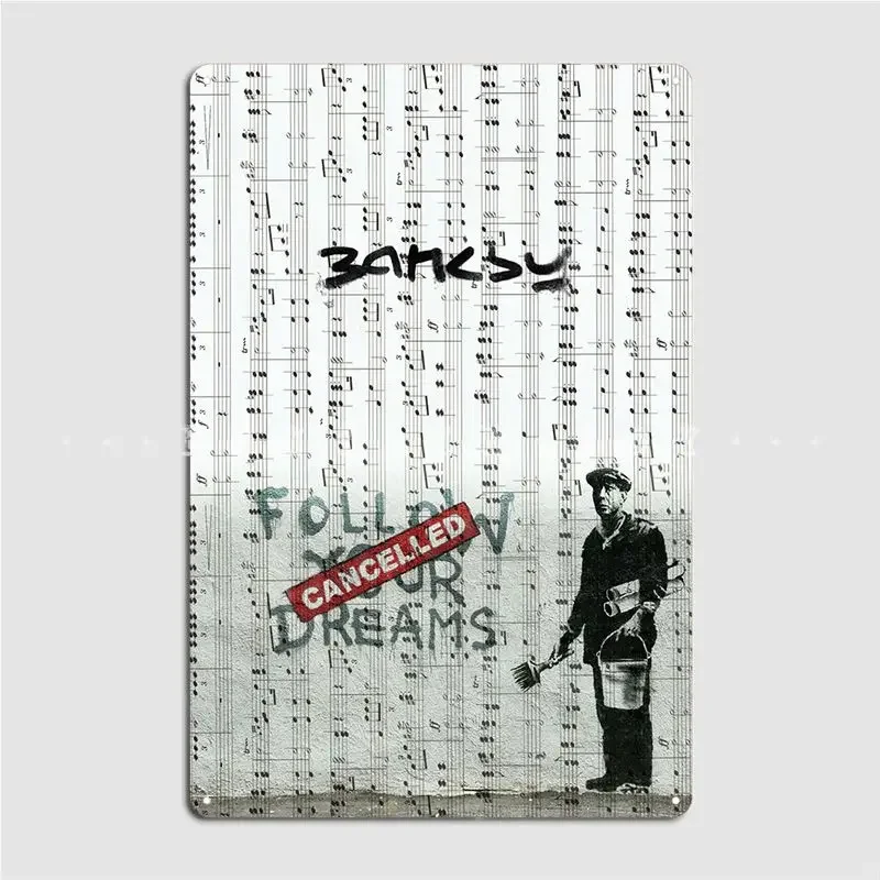 Banksy Dreams Metal Plaque Poster Kitchen Cinema Living Room Design Plaques Tin Sign Posters