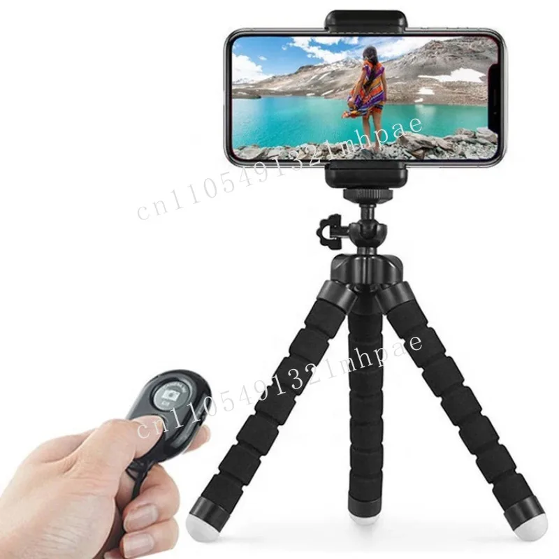 

Hot-selling mobile phone universal mini portable adjustable flexible sponge octopus tripod with mobile phone remote control