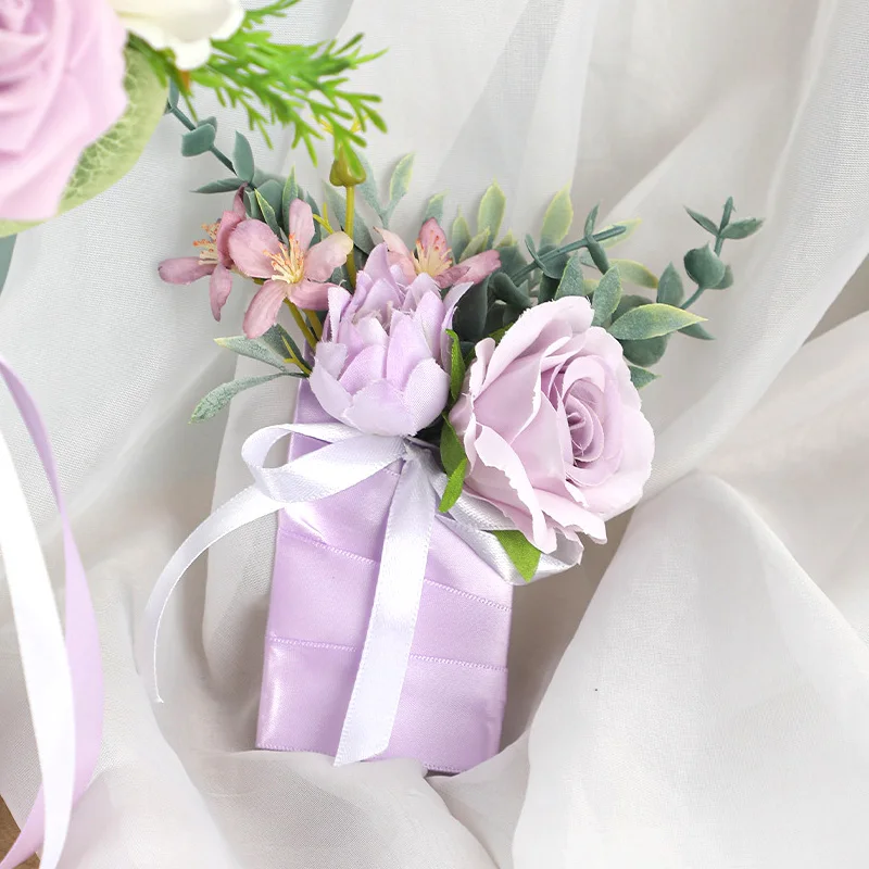 Nuova spilla Bouquet di fiori artificiali per lo sposo di nozze Groomsman sposa tasca di carta fiore cerimonia di matrimonio accessori per feste