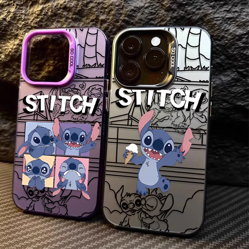 Lovely Disney Stitch Case for Xiaomi Redmi Note 13 12 11 Pro Plus 4G 5G 12S 11S 10S 10 9 9S 8 12C 13C A3 Plating Hard Phone Capa