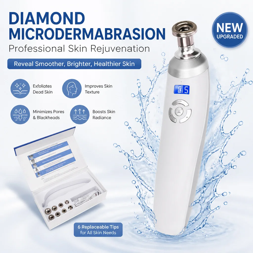 Handheld Diamond Microdermabrasion Device Facial Care 5 Gears USB Rechargeable Home Use
