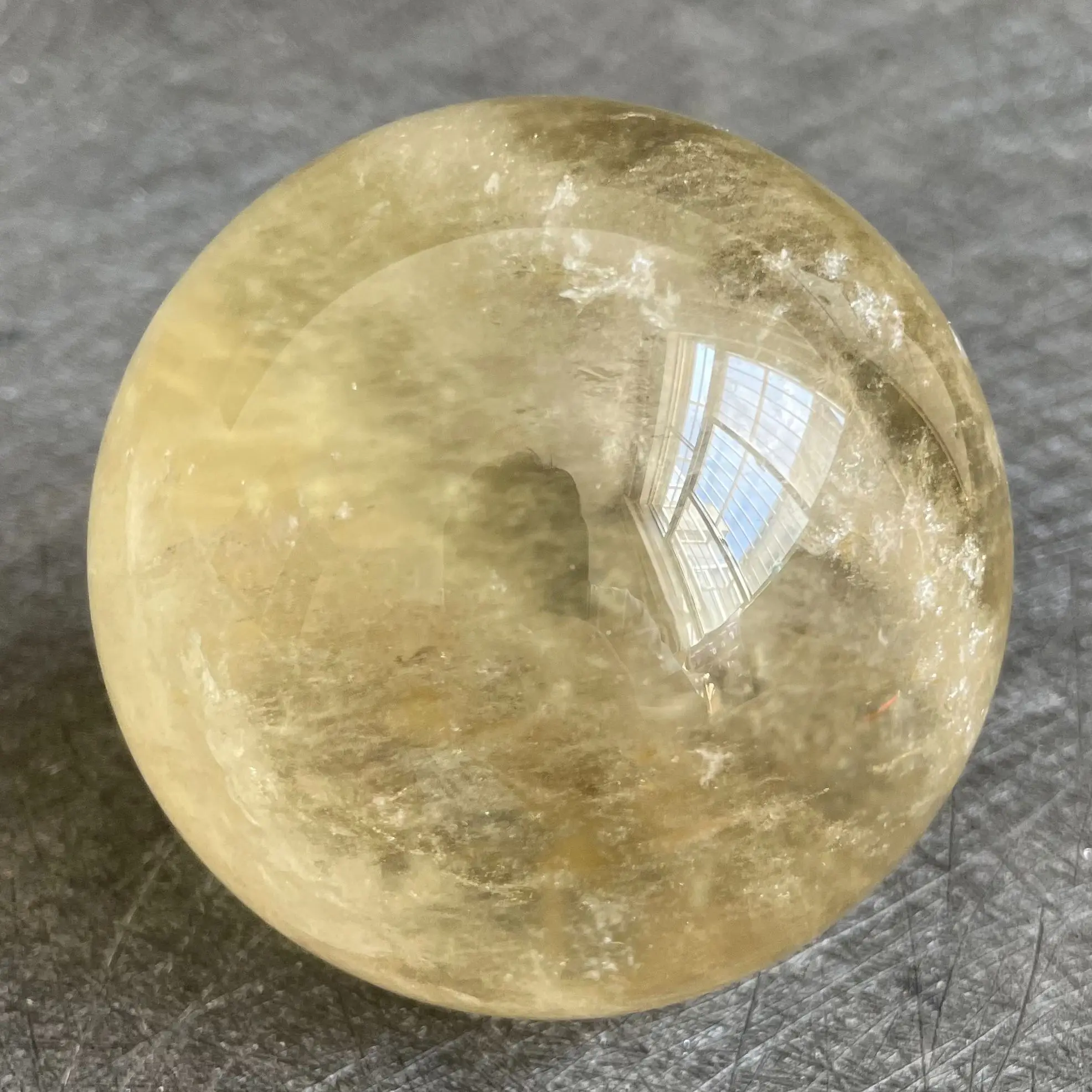 531g Natural Stone Citrine Crystal Ball Rainbow Quartz Sphere Polished Rock Reiki Healing W22