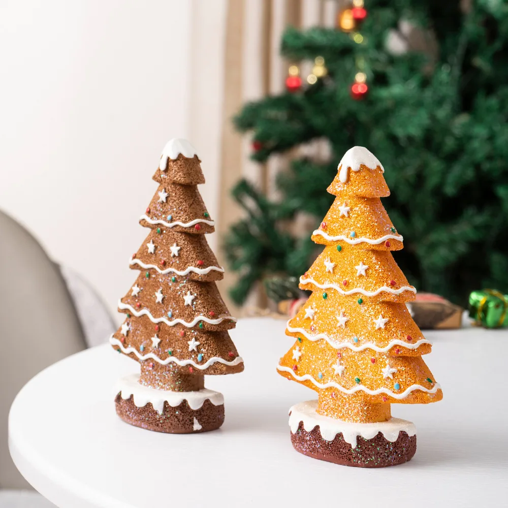 Gingerbread Resin Ornament Minimalist Holiday Desktop Decoration Gingerbread Christmas Tree Lightweight Festival Resin Craft